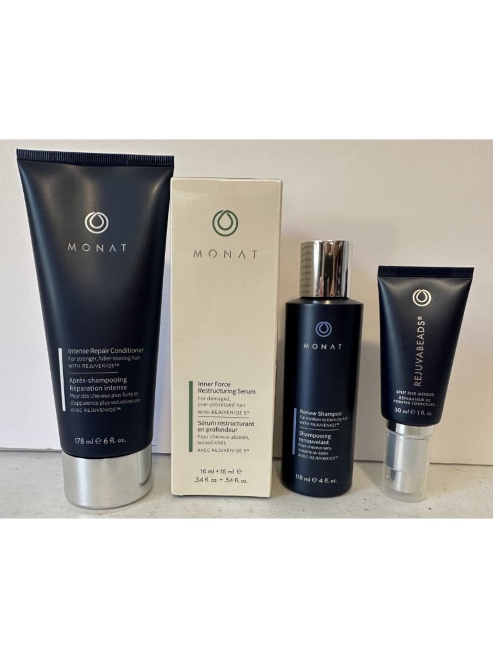 4 lot MONAT hair shampoo conditioner intense repair split ends Inner Force Serum